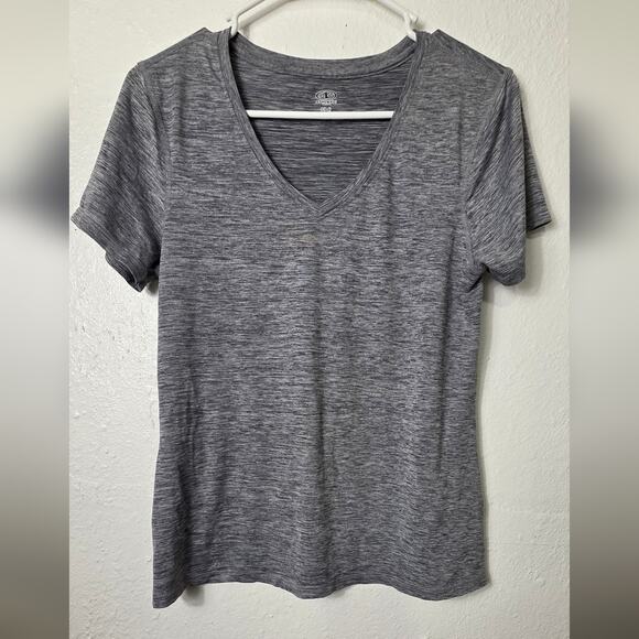 non Tops - Athletic Works T-Shirt Women's Size S Gray Heather V-neck Activewear Short Slv